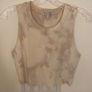 Cotton citizen cropped beige tie dye tank